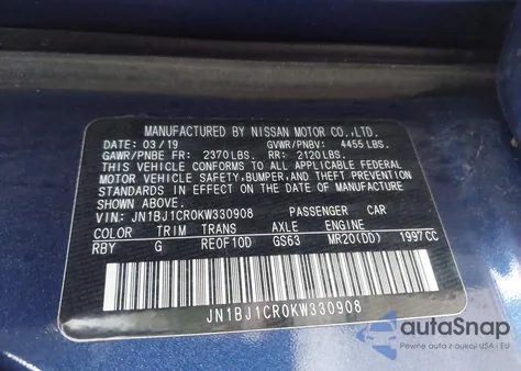 2019 Nissan Rogue Sport S z USA, uszkodzony, nr VIN JN1BJ1CR0KW330908